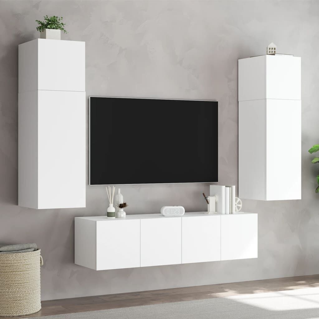 TV Wall Cabinets with LED Lights 2 pcs White 60x35x41 cm Price