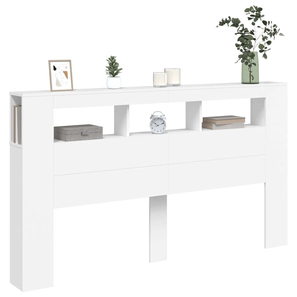 LED Headboard White 180 cm Engineered Wood Price