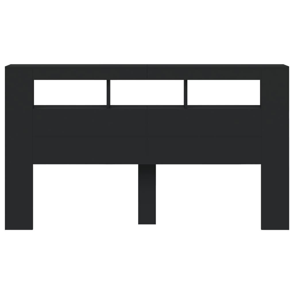 LED Headboard Black 180x18.5x103.5 cm Engineered Wood Price