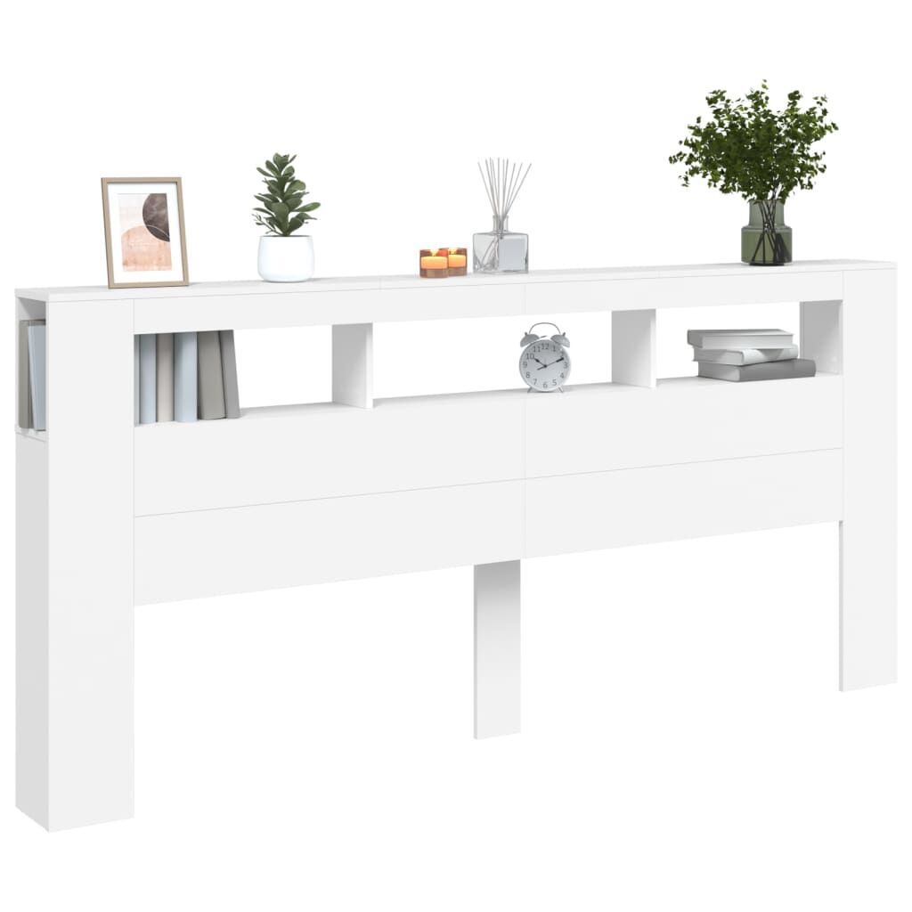 LED Headboard White 220 cm Engineered Wood Price