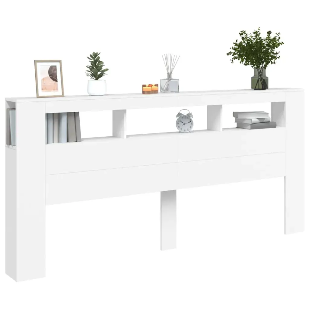 LED Headboard White 220 cm Engineered Wood Price