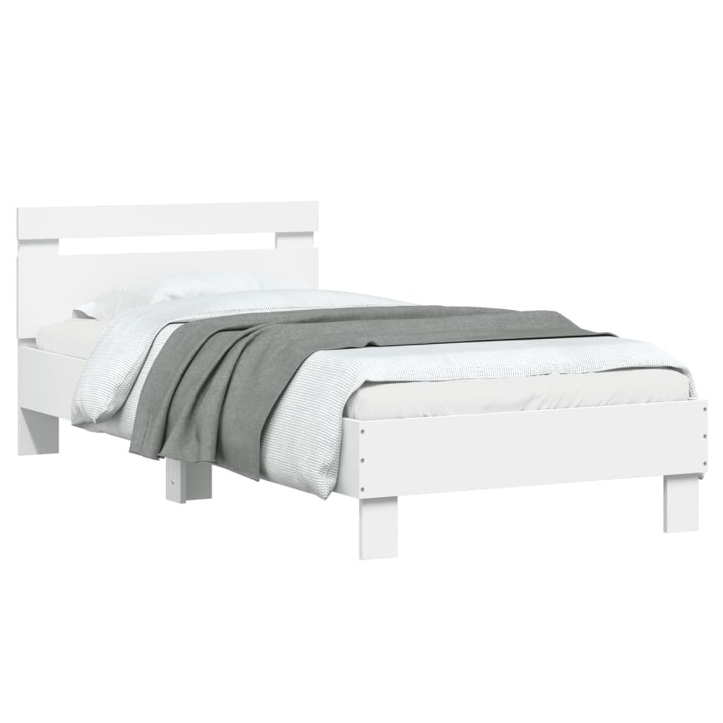 Bed Frame without Mattress with LED Lights White 90x190 cm Price
