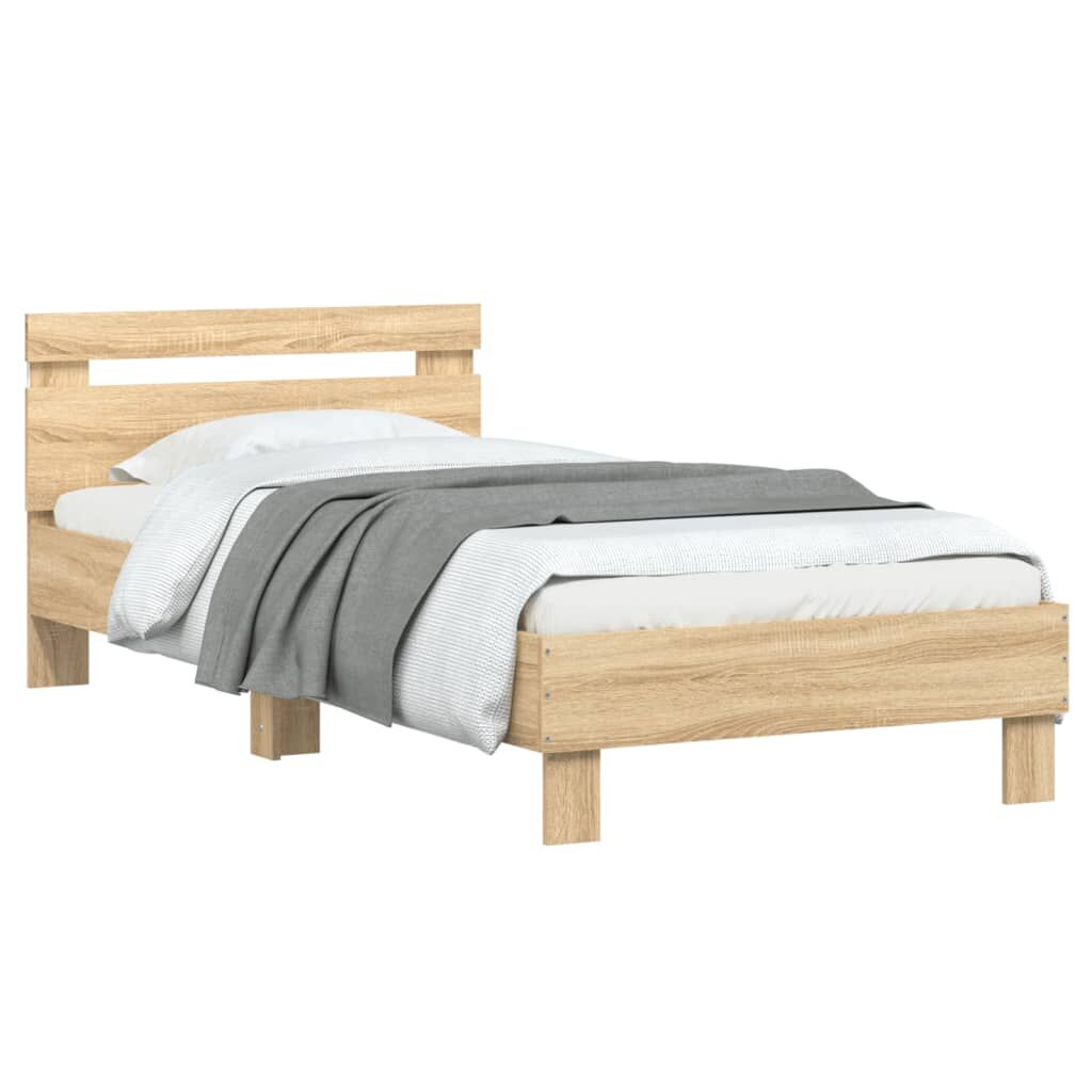 Bed Frame without Mattress with LED Lights Sonoma Oak 90x190 cm Price