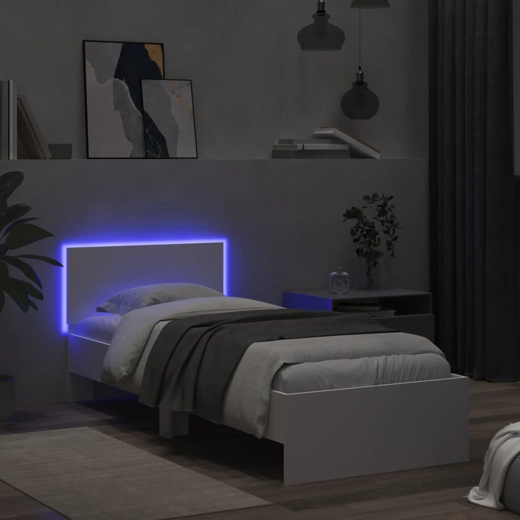 Bed Frame without Mattress with LED Lights White 90x190 cm Price