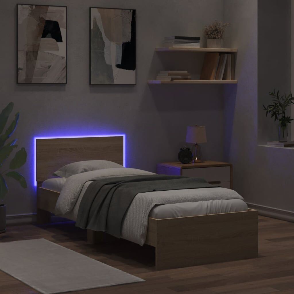 Bed Frame without Mattress with LED Lights Sonoma Oak 90x190 cm Price