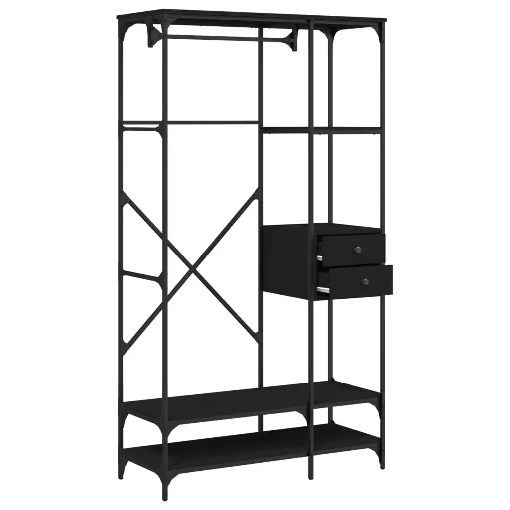 Wardrobe with Drawers Black 100x40x180 cm Engineered Wood Price