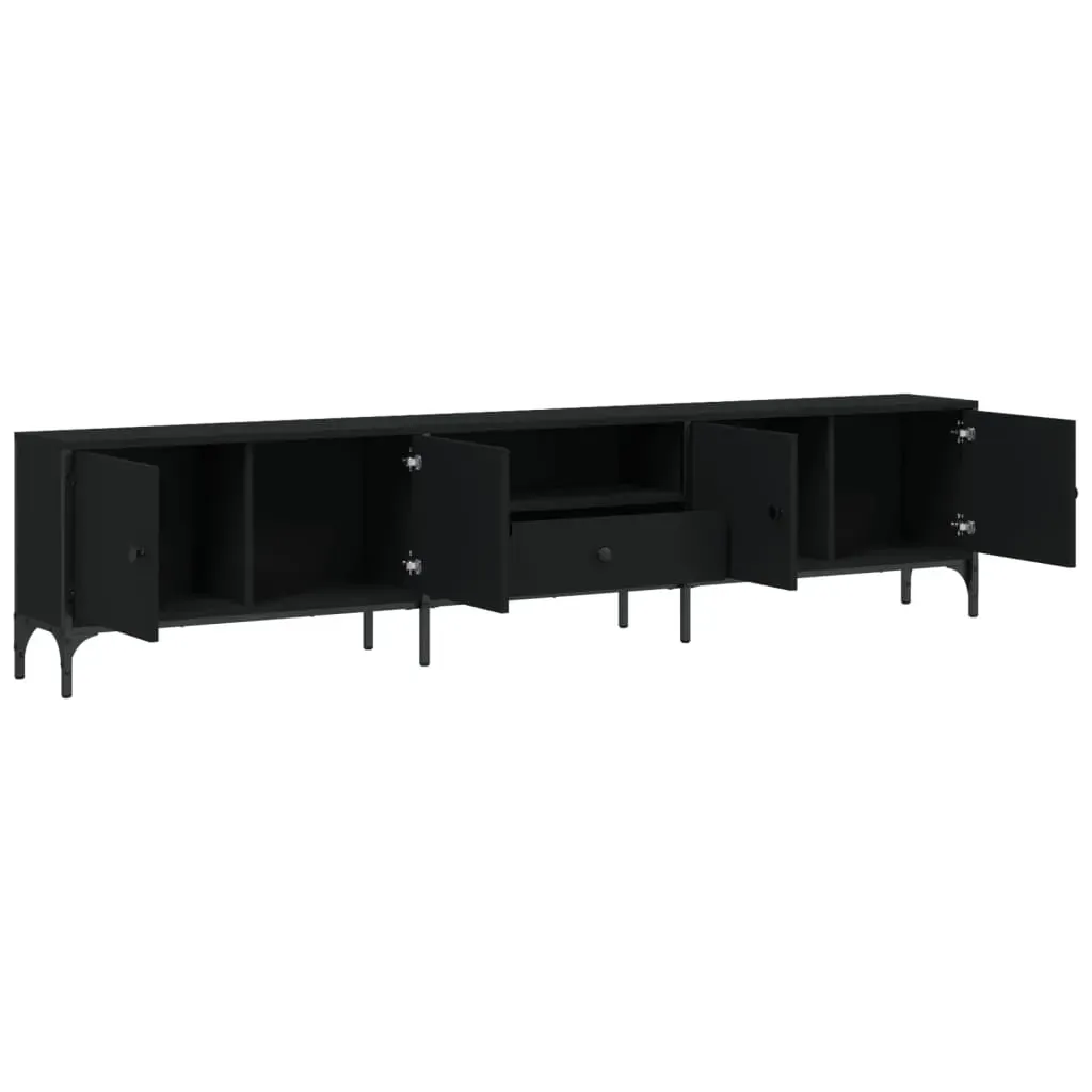 TV Cabinet with Drawer Black 200x25x44 cm Engineered Wood Price