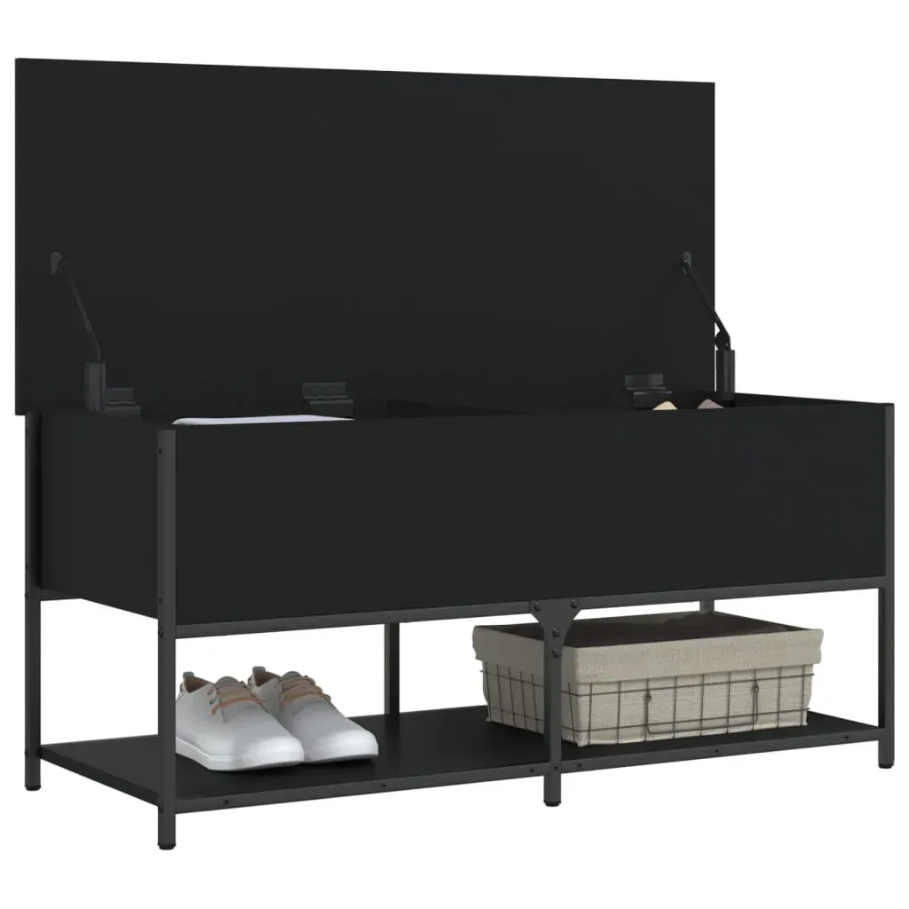 Storage Bench Black 100x42.5x47 cm Engineered Wood Price