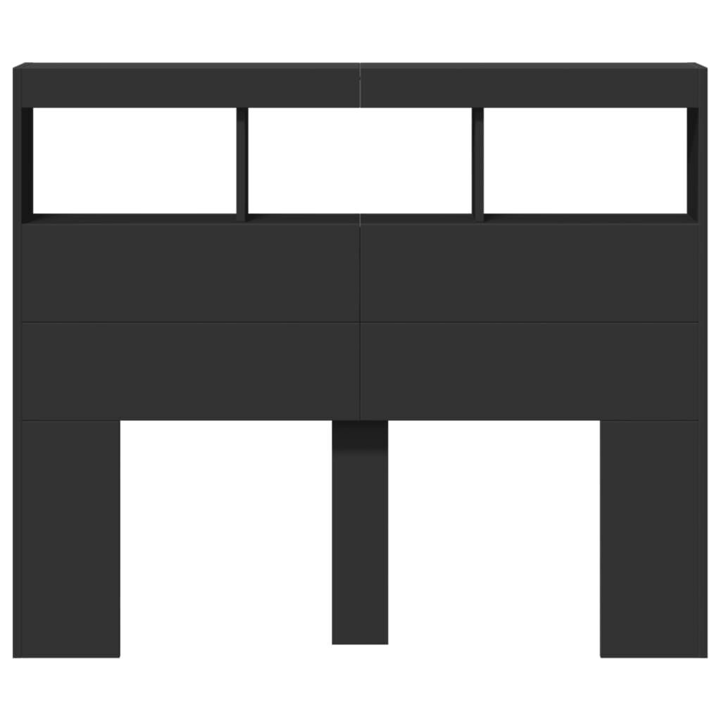 Headboard Cabinet with LED Black 120 cm Price