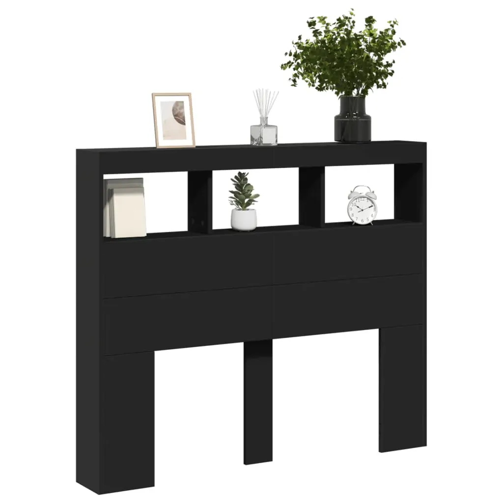 Headboard Cabinet with LED Black 120 cm Price