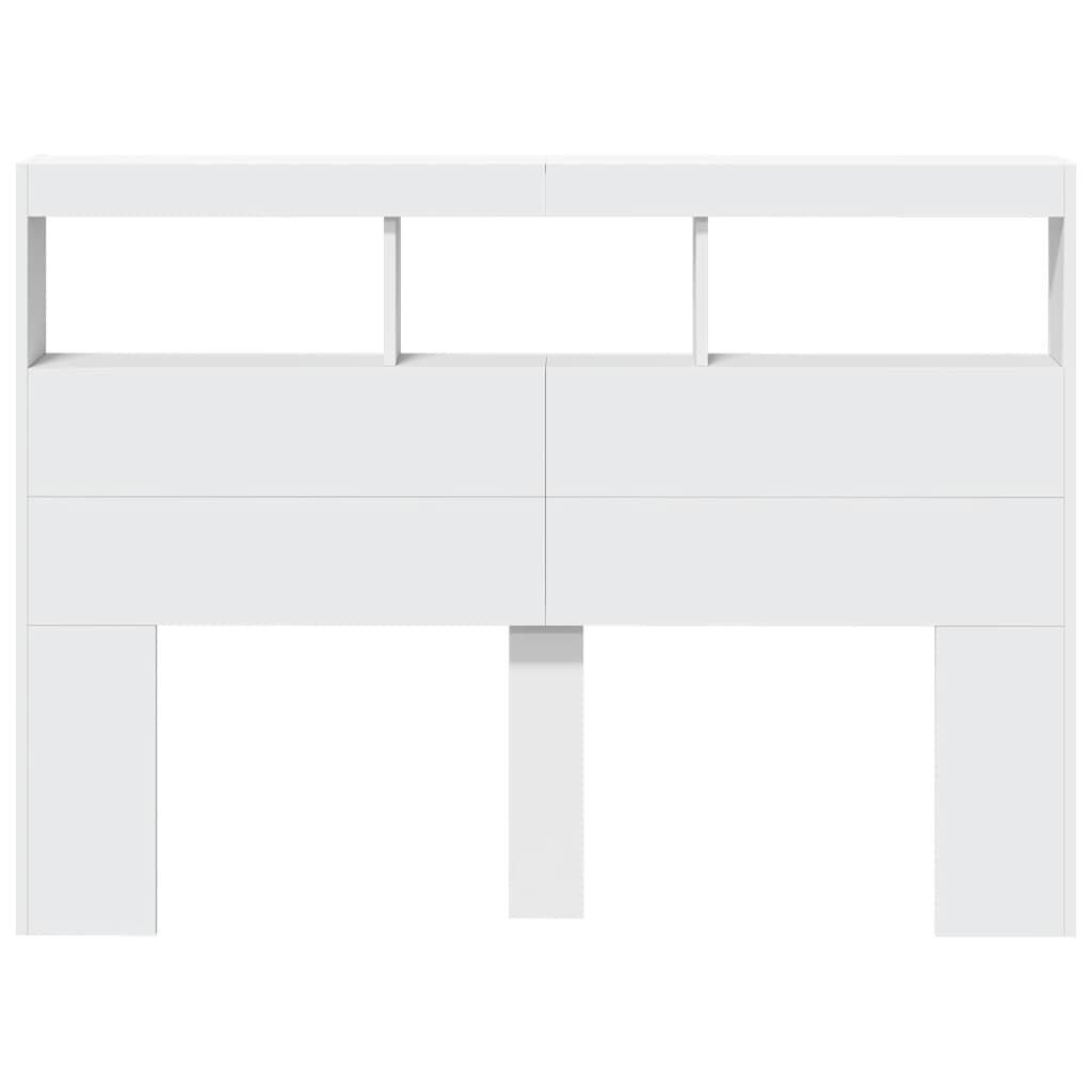 Headboard Cabinet with LED White 140 cm Price