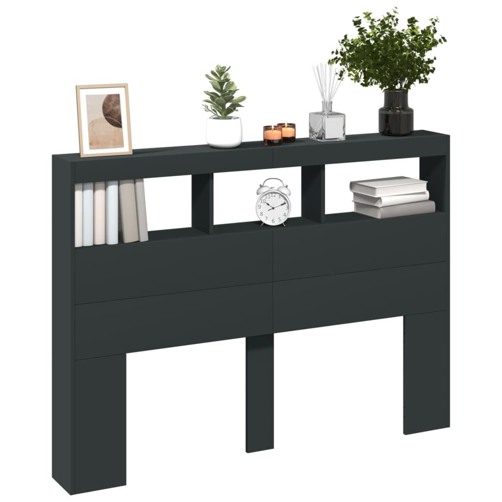 Headboard Cabinet with LED Black 140 cm Price