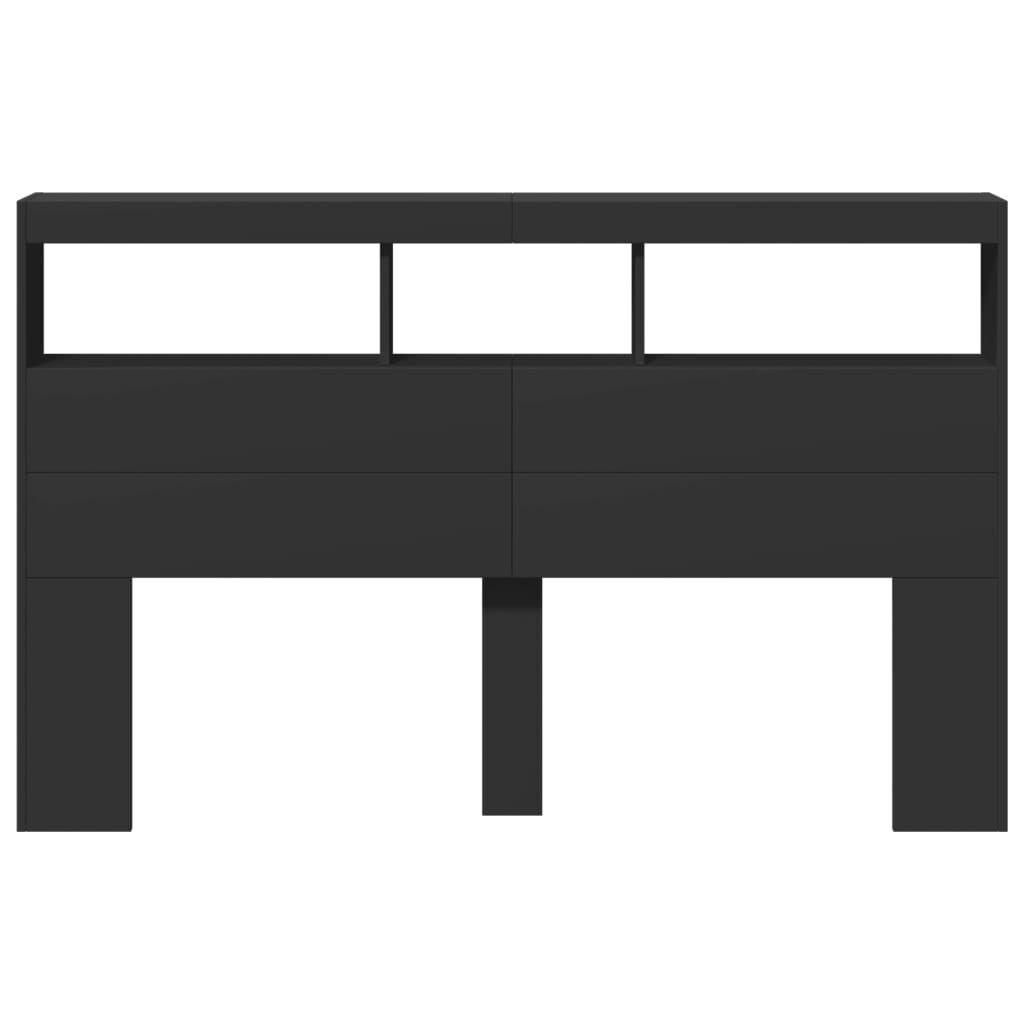 Headboard Cabinet with LED Black 160x17x102 cm Price