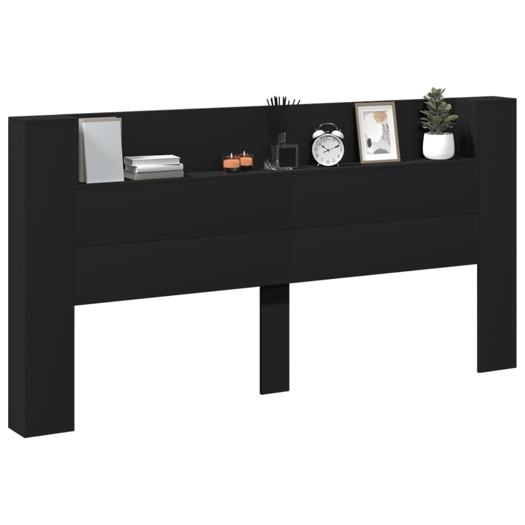 Headboard Cabinet with LED Black 200 cm Price
