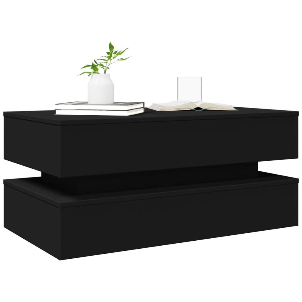 Coffee Table with LED Lights Black 90x50x40 cm Price