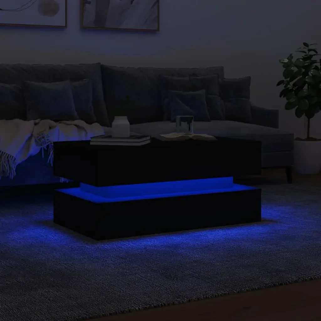 Coffee Table with LED Lights Black 90x50x40 cm Price