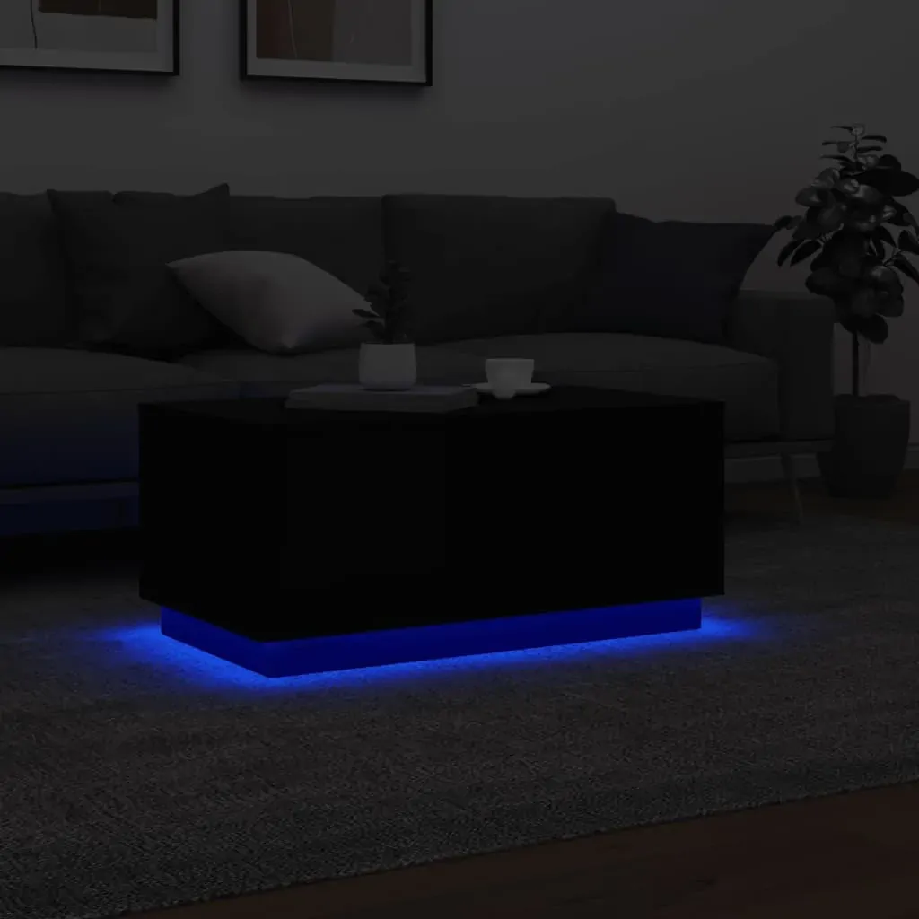 Coffee Table with LED Lights Black 90x50x40 cm Price