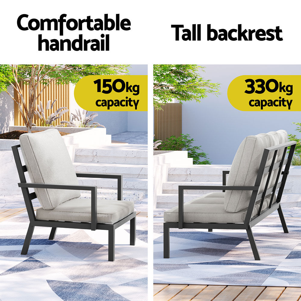 Gardeon 5-Piece Outdoor Furniture Setting Table Chair Set Aluminium Sofa 7-Seater Price