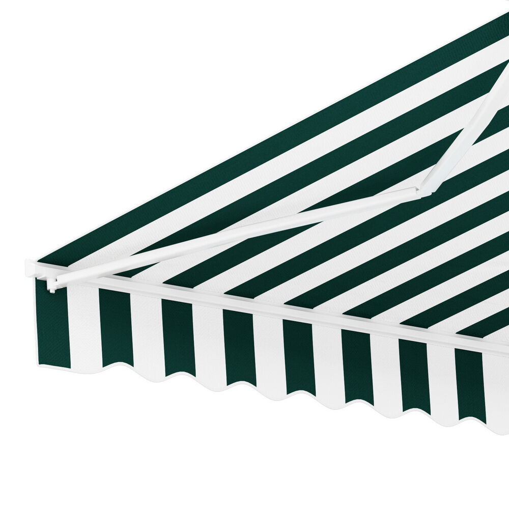 Retractable Folding Arm Awning Manual Sunshade 3Mx2.5M Green White Price
