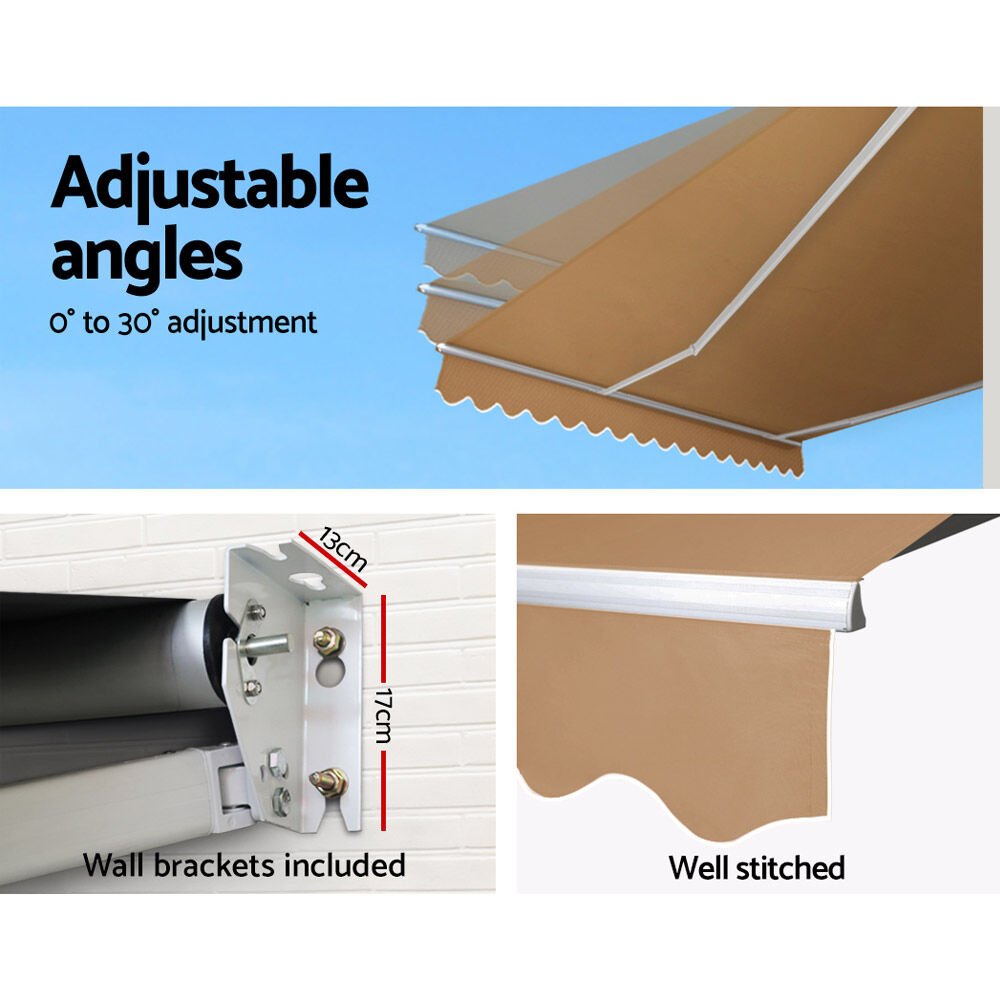 Retractable Folding Arm Awning Manual Sunshade 4Mx2.5M Beige Price