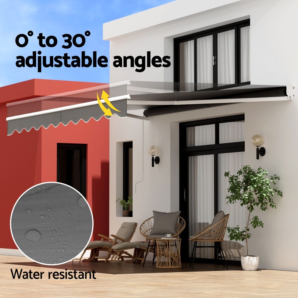 Retractable Folding Arm Awning Manual Sunshade 4Mx2.5M Grey Price