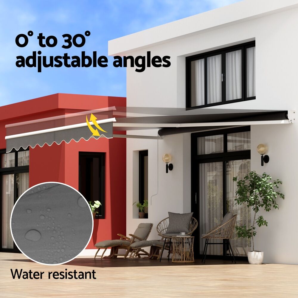 Retractable Folding Arm Awning Manual Sunshade 4Mx3M Grey Price