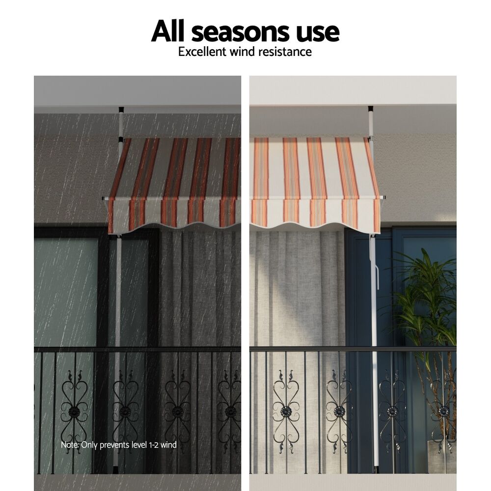 Window Fixed Pivot Arm Awning Outdoor Door Canopy 2X1.8M Beige/Brown Price