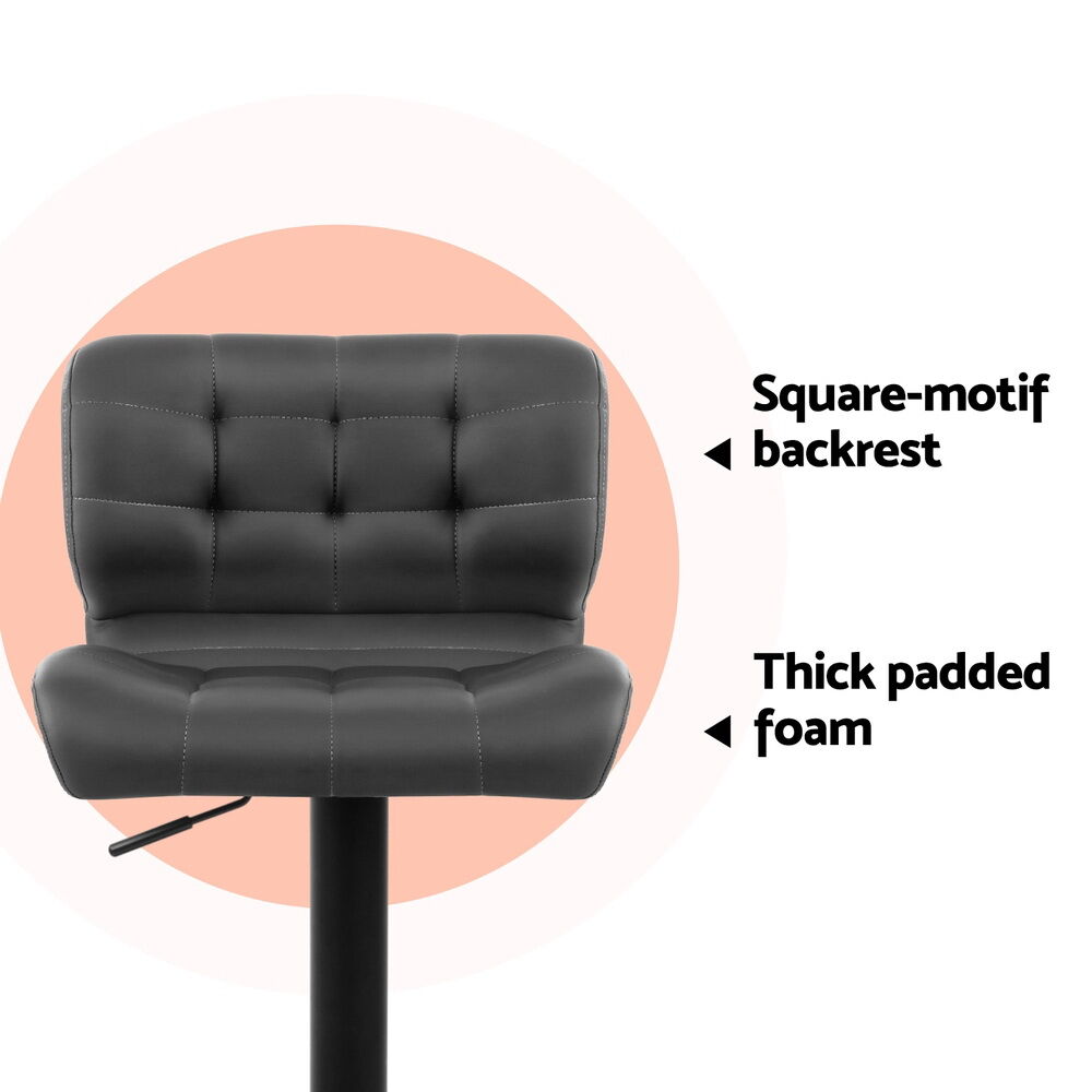 Artiss 4x Bar Stools Gas Lift Leather Padded Grey Price