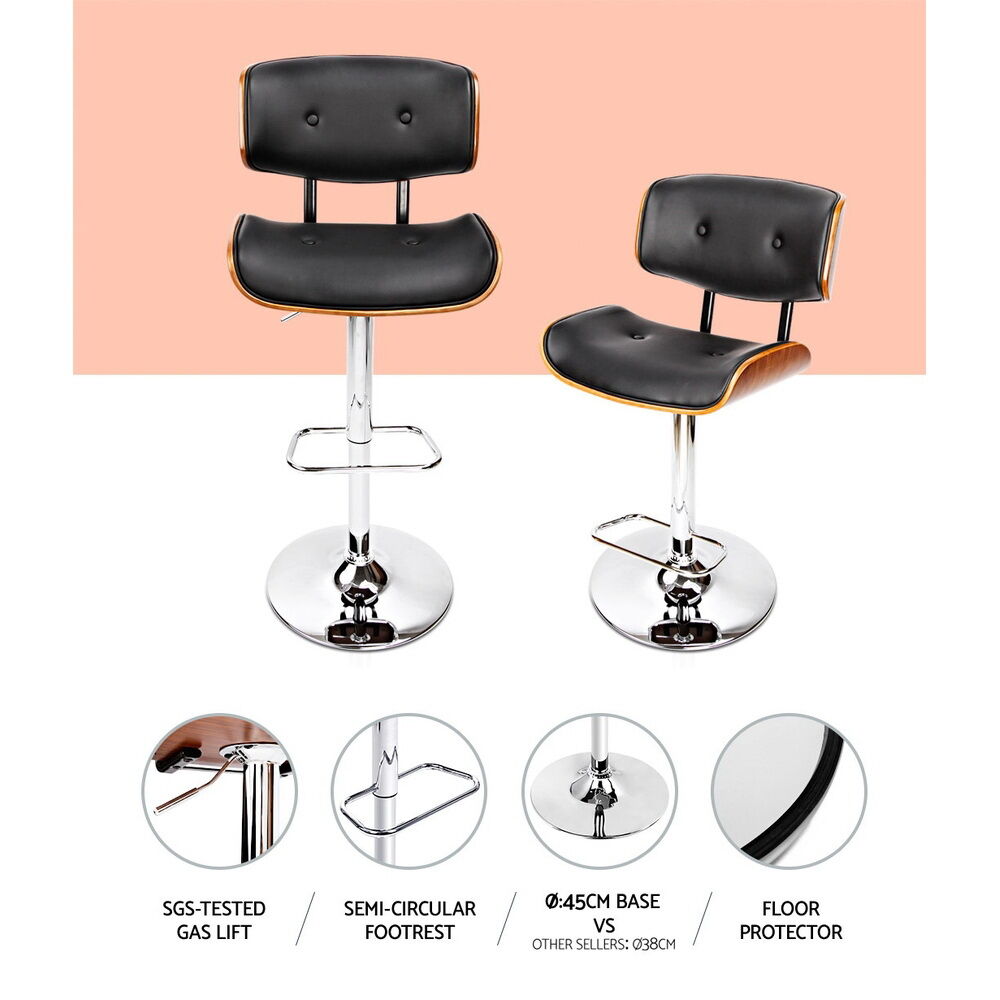 Artiss Bar Stools Gas Lift Leather Black Price