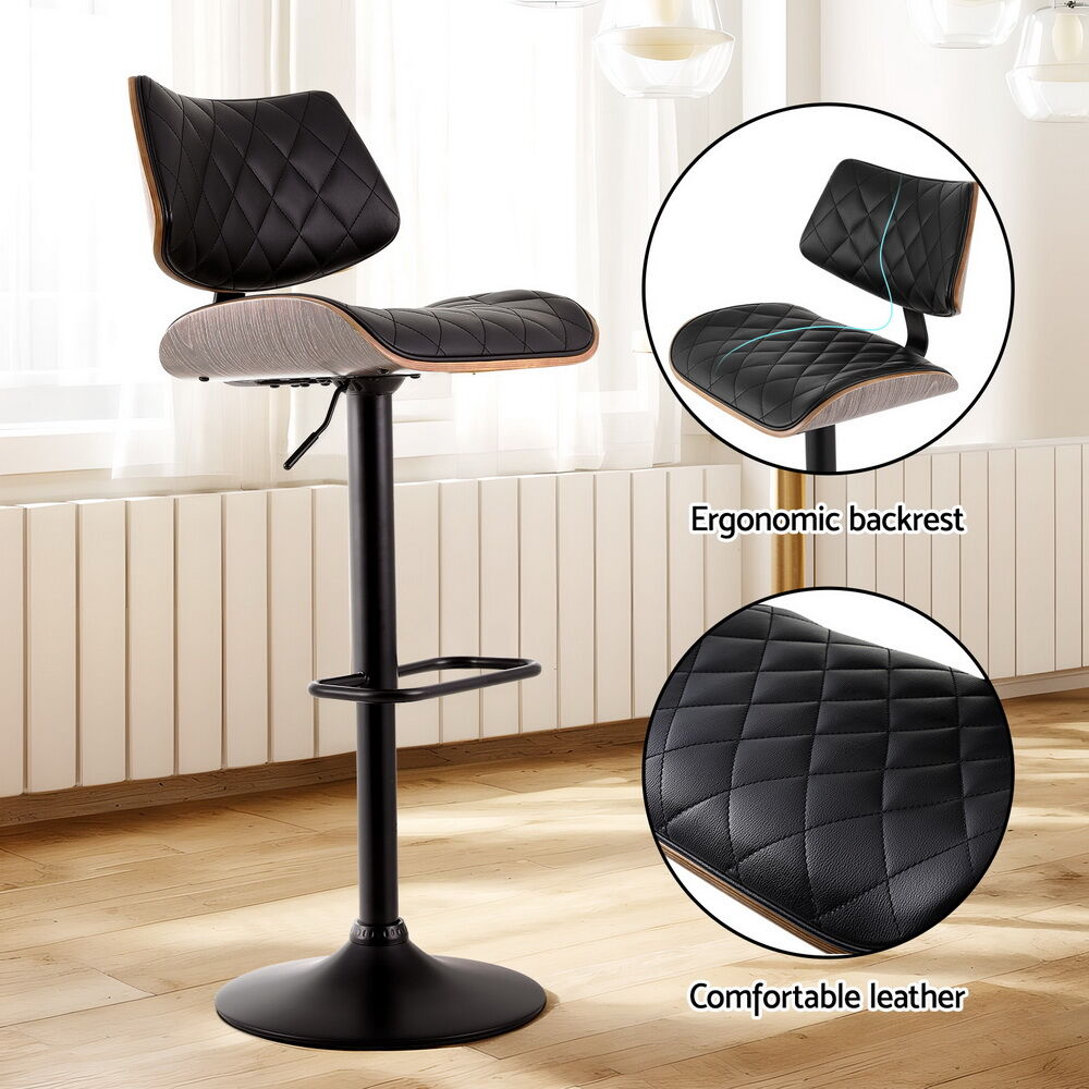 Artiss 4x Bar Stools Kitchen Dining Chairs Gas Lift Stool Wooden Leather Black Price