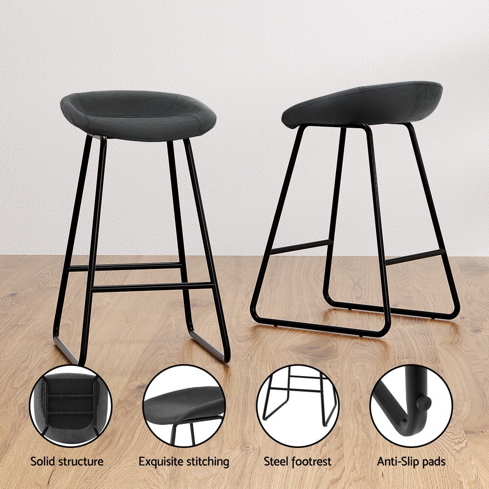 2x Bar Stools Kitchen Dining Chairs Counter Stool PU Leather Metal Price