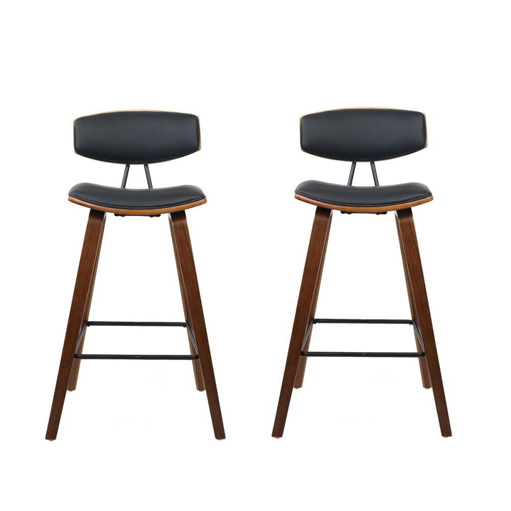 Artiss 2x Bar Stools Leather Padded w/Backrest Price