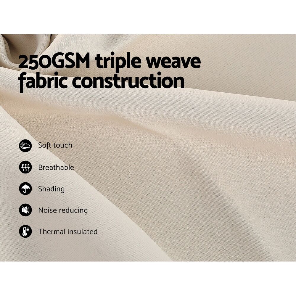 Artiss 2X Blockout Curtains Eyelet 140x230cm Beige Price