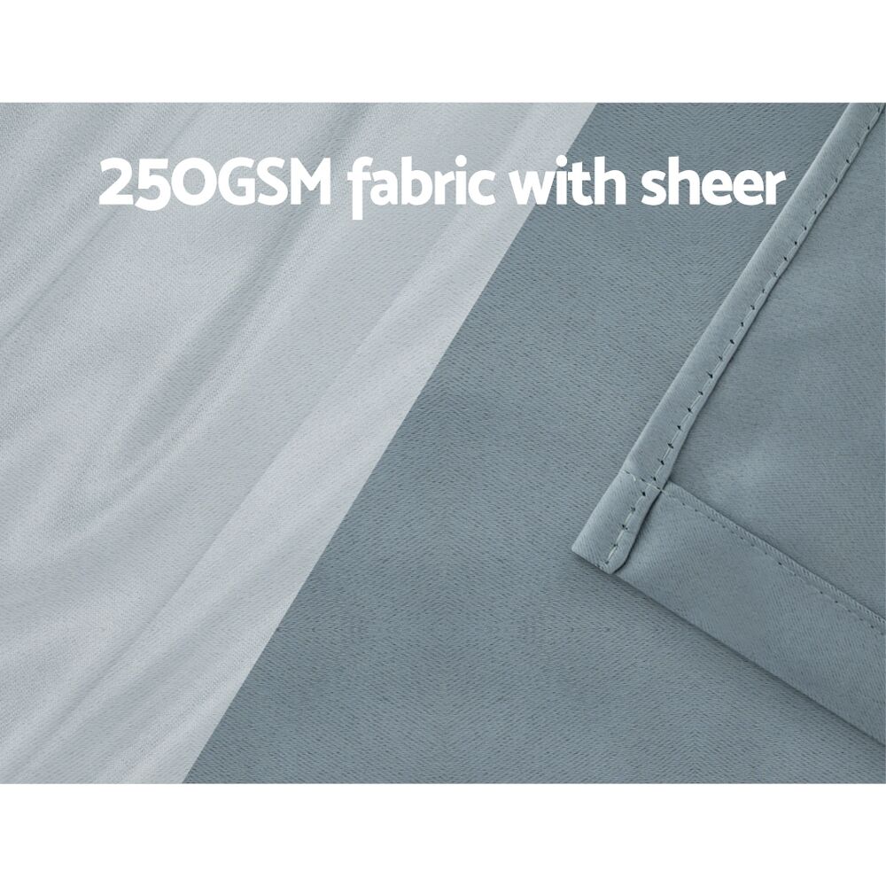 2X 132x160cm Blockout Sheer Curtains Light Grey Price