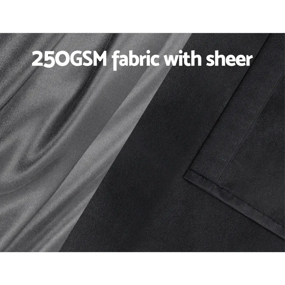 2X 132x274cm Blockout Sheer Curtains Black Price