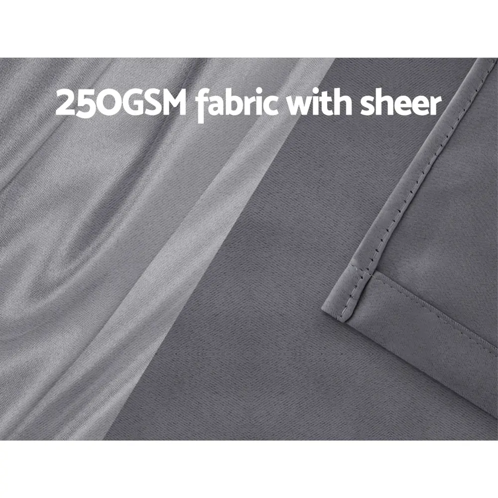 2X 132x274cm Blockout Sheer Curtains Charcoal Price