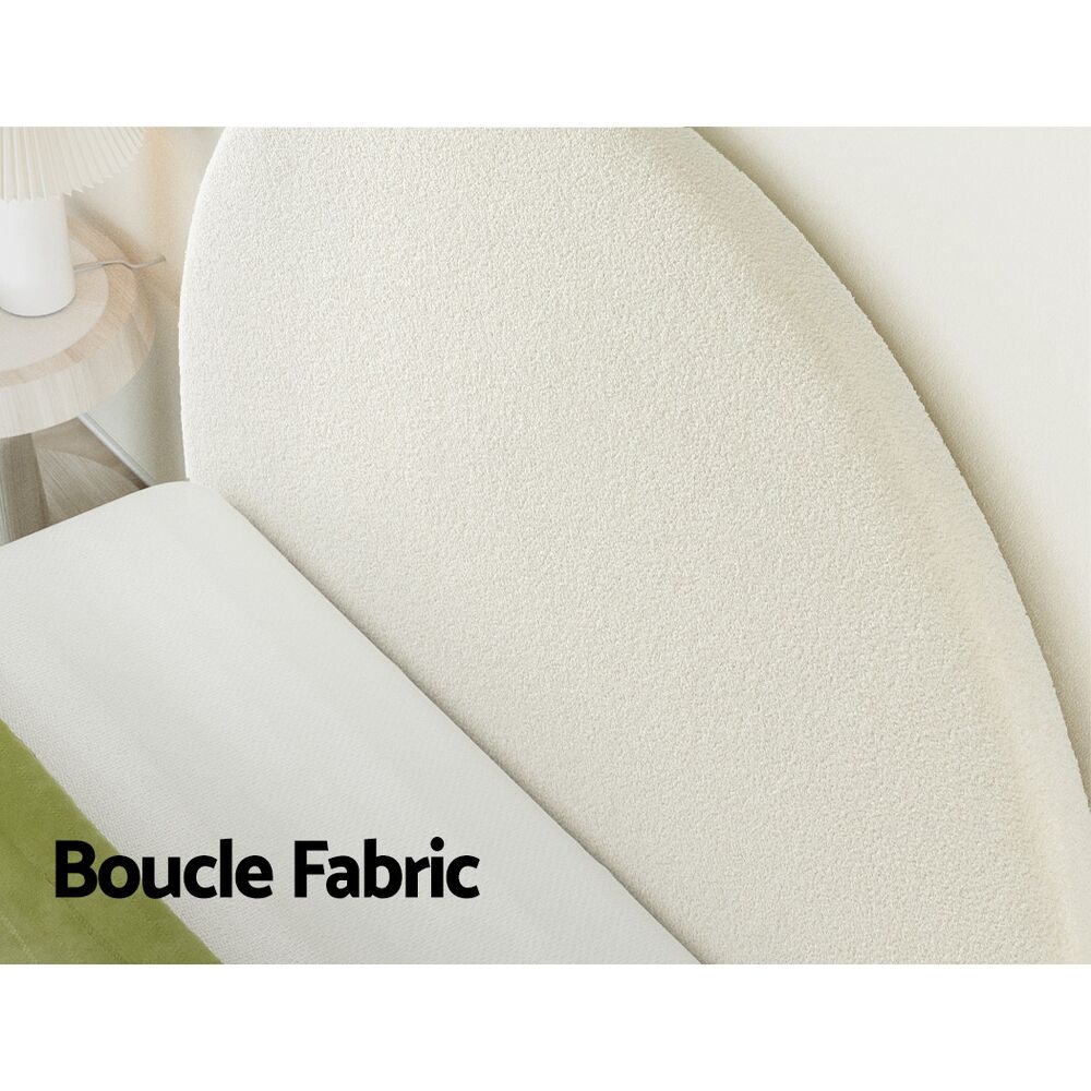 Bed Head Headboard Bed Frame Queen Boucle - GREI White Price