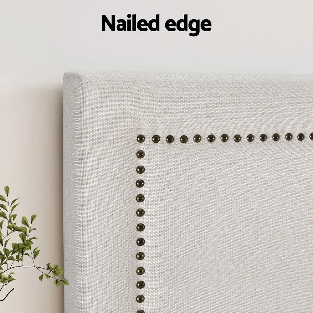 Bed Frame Bed Head Headboard Queen Fabric - RIVE Beige Price