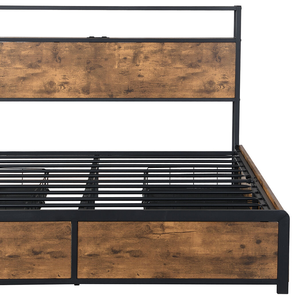 Queen Bed Frame RGB LED 4 Drawers USB Price