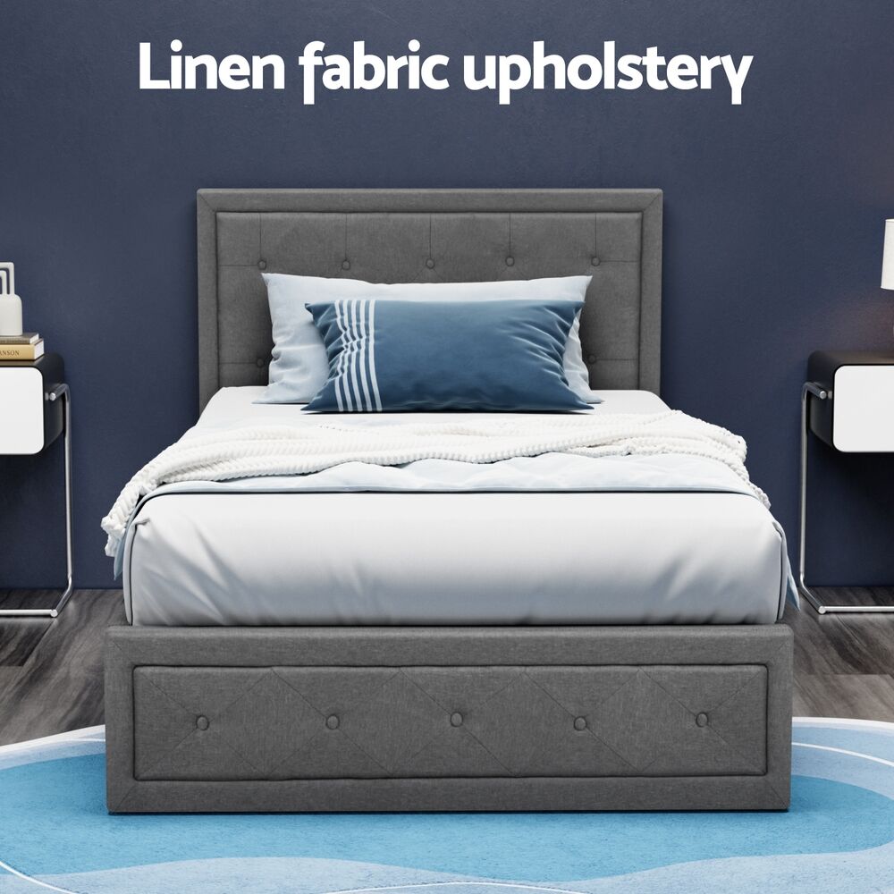 Artiss Bed Frame King Single Size Gas Lift Storage Mattress Base Wooden Grey Price