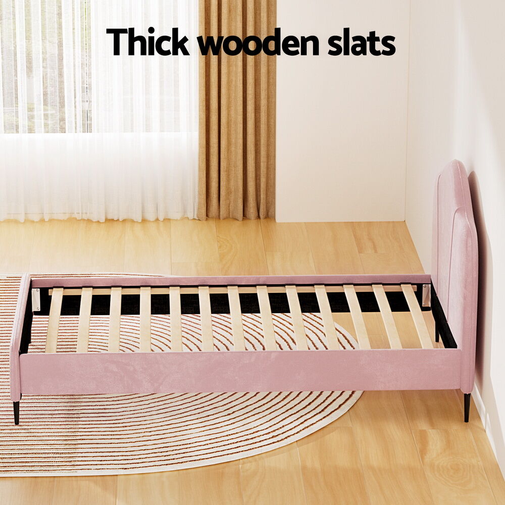 Artiss Bed Frame King Single Size Velvet Pink OLAN Price