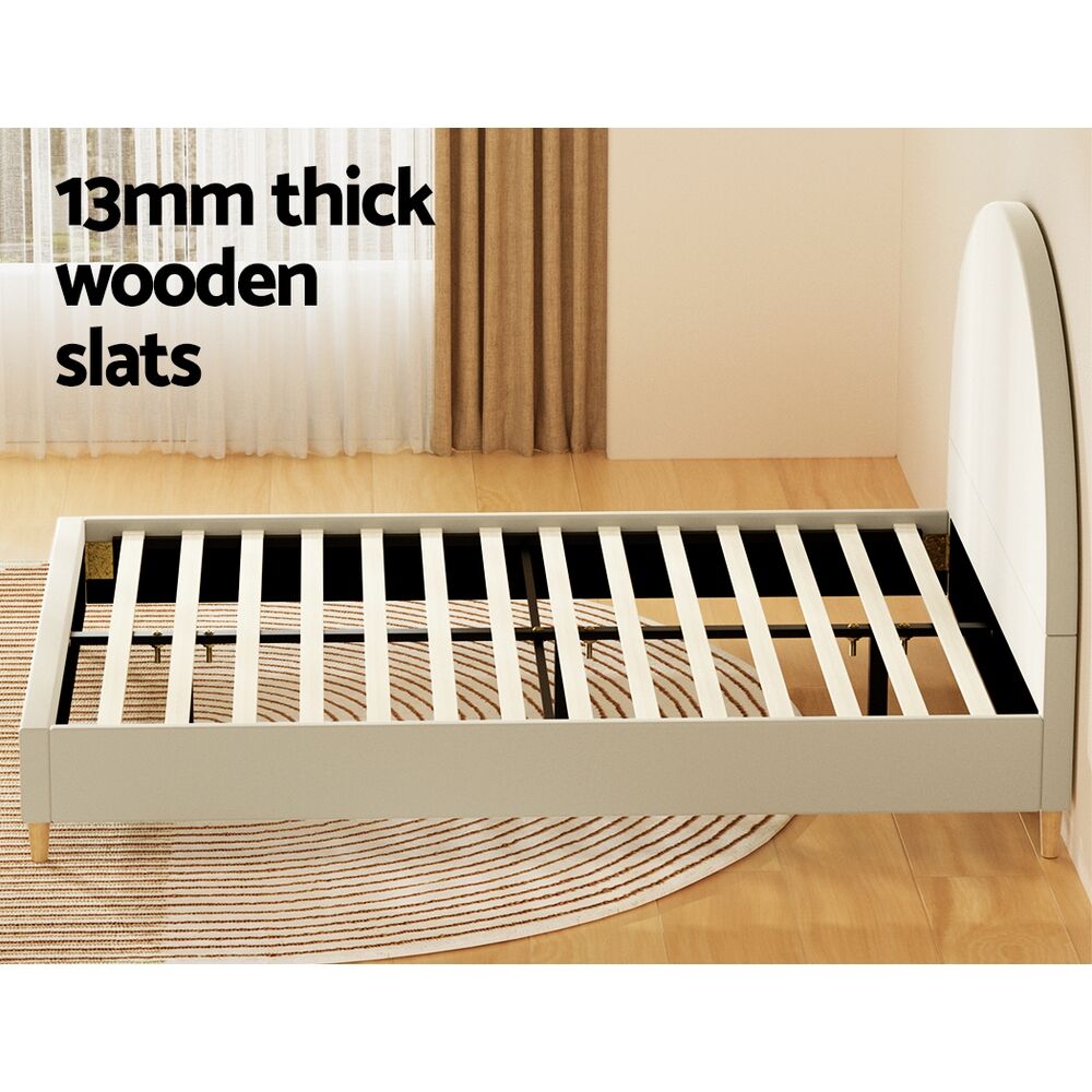 Bed Frame Double Size Velvet Cream ELLA Price