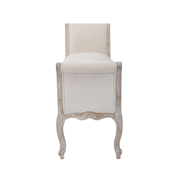 Lille Bench Chair Beige White Washed Wooden & Beige Color Fabric Price