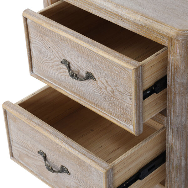 Bedside Table Oak Wood Plywood Veneer White Washed Finish Storage Drawers Price