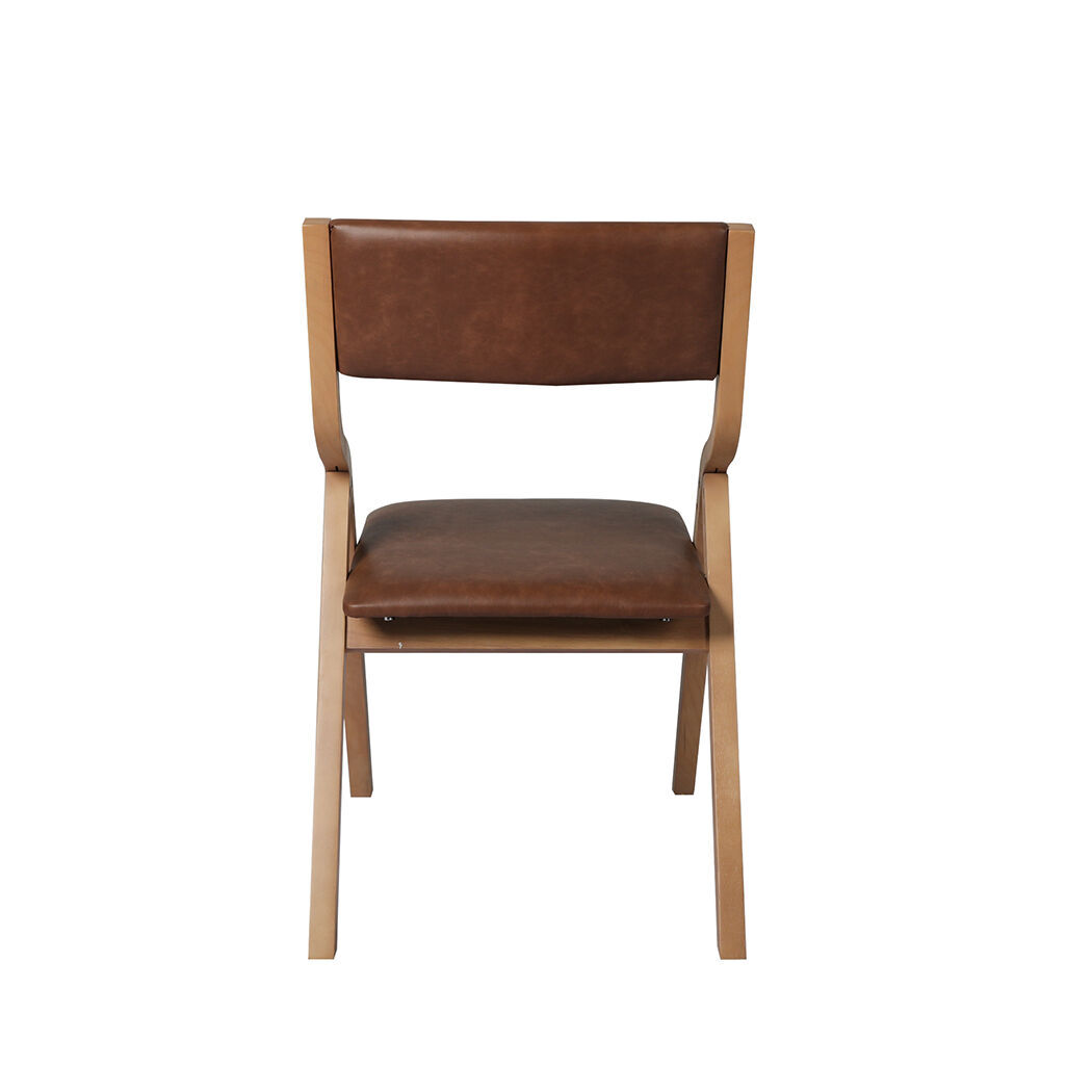 2x Dining Chairs Foldable PU Brown Price