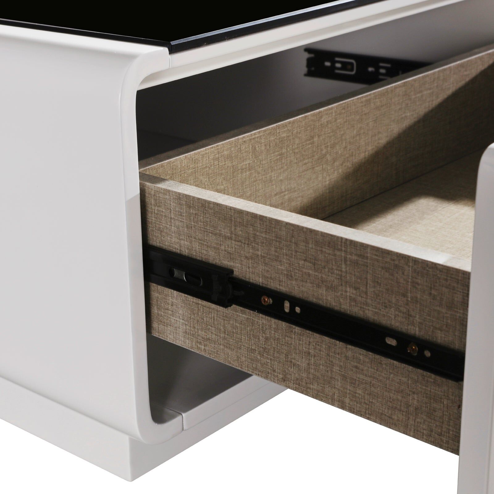 Metro Coffee Table Black Glass & White Painting Price