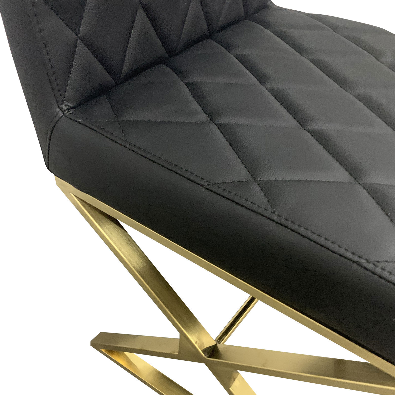 Daisy 2x Dining Chair Stainless Gold Frame & Seat Black Pu Leather (SH034) Price