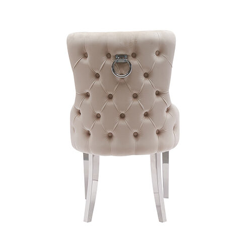 Lyon 2x Dining Chair Beige Velvet STAINLESS Legs Price