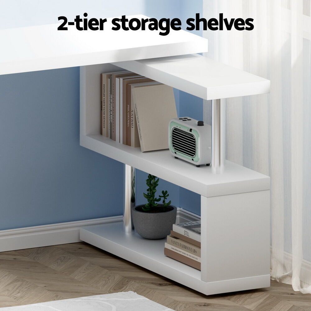 Computer Desk L-Shape Bookshelf White Price