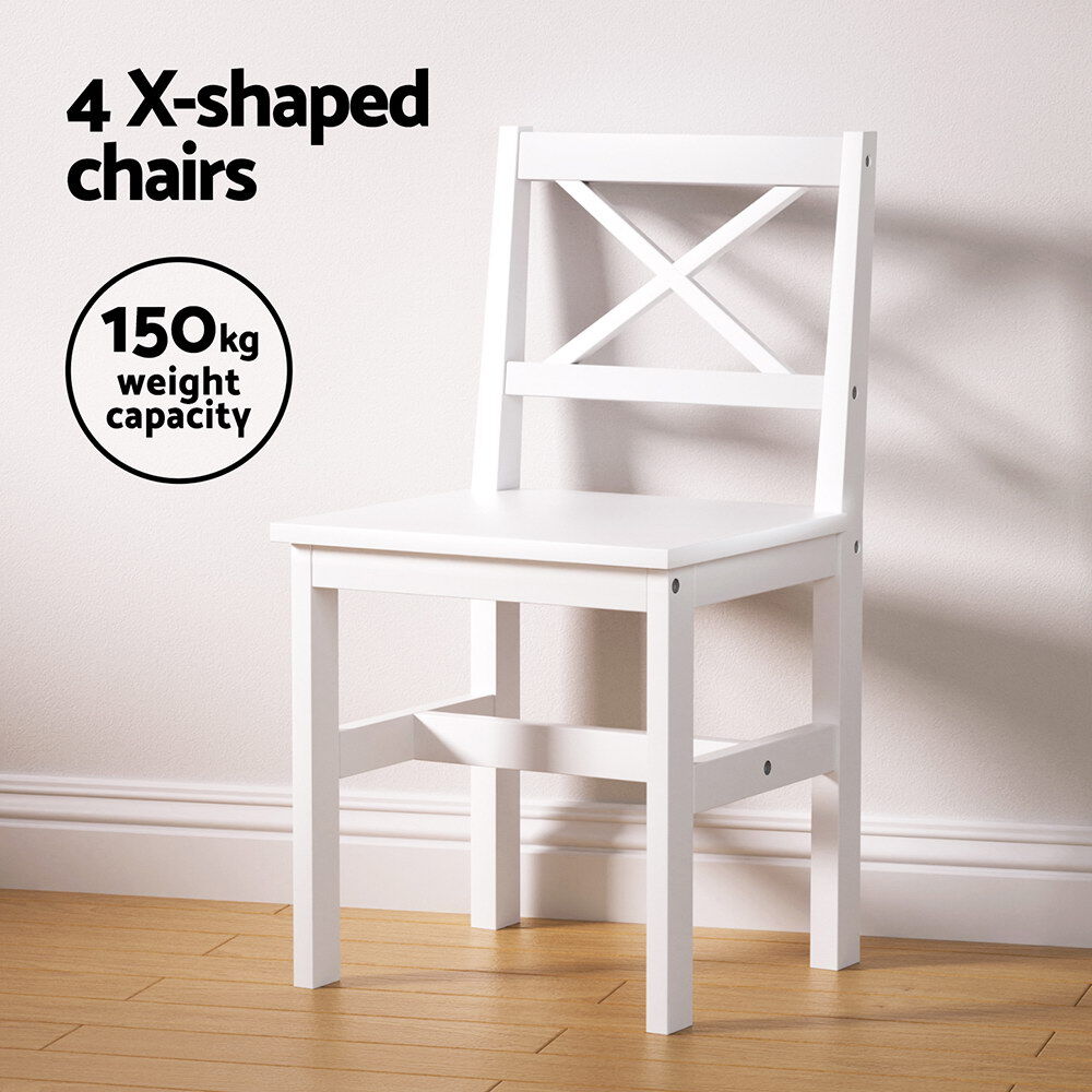 Artiss Dining Chairs and Table Dining Set 4 Cafe Chairs Set Of 5 4 Seater White Price